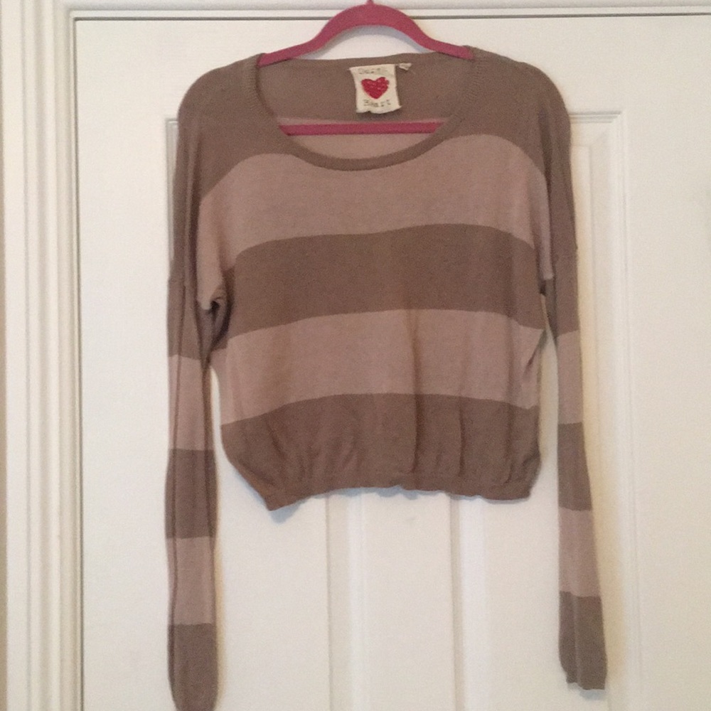 Dusty Pink/Brown Striped Cropped Sweater